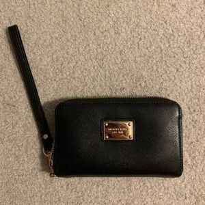 Michael Kors Black Zip Around Wallet with Wristlet